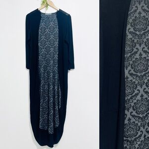 Avivit Yizhar Black Lagenlook Gray Floral Cotton Blend Dress